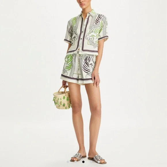 Tory Burch Zebra Print Shirt and Shorts Set - Picture 2 of 7